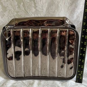 chrome reflective gunmetal case zip with handle landcome promo bag